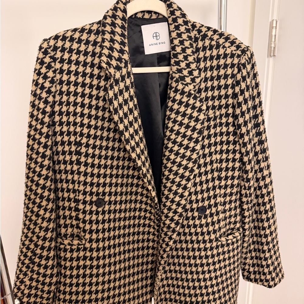 Anine Bing Houndstooth Blazer in Black and Tan - Picture 2 of 2